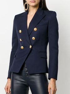 Feminino traje blazers jaqueta de designer de moda de alta qualidade clássico slim ajuste botões de leão de metal de blazer duplo blazer s5xl 230817