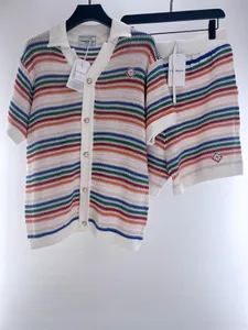 Disegni maschile maglione corto menwomen casablanca set magnione da maglieria nappe arcobaleno rompere le maglie di lana maschi a manica corta casual lavorata a maglia a maglia