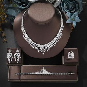 Brincos de colar Definir encantador moda de luxo em estilo árabe a água de groesl jóias de jóias para festas de casamento feminino de zircão dubai