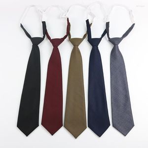 Bow Ties 33 7cm Khaki lacivert Düz Renk Jacquard Pamuk Tembel Fermuar Kravat Japon Akademik Stil Kız Erkekler