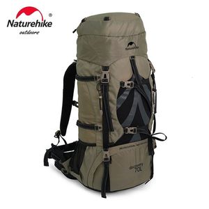 Sırt çantası paketleri sırt çantası profesyonel açık yürüyüş seyahat çantası büyük kapasite 70L dağcılık kamp destek sistemi NH70B070 B L230816