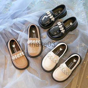 Sneakers Autumn Girl's Laofers Pearl Morden ثلاثة ألوان الأطفال أحذية جلدية 2335 Slipon Round Toe School Sweet Kids Shoes J230818