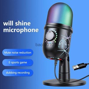 Микрофоны v5 Wired Studio Podcasting Microphone USB -поток записывает настольный компьютер USB -конденсатор с микрофоном шумоподавления RGB Gaming Microphone HKD230818