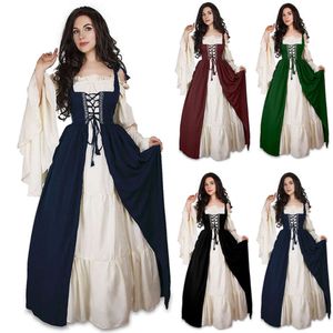 S-6xl Medieval Punk Dress Cosplay Halloween Costumes Kobiet Palace Pałac Party Carnawal Partia Księżniczka Kobieta wiktoriańska szlafrok vestido