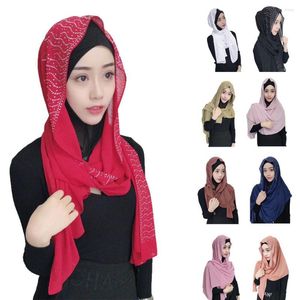 Abbigliamento etnico rhinestone hijab lungo sciarpa chiffon scialle avvolgente donne musulmane grandi sciarpe rubate glitter araba il velo di turbante islamico