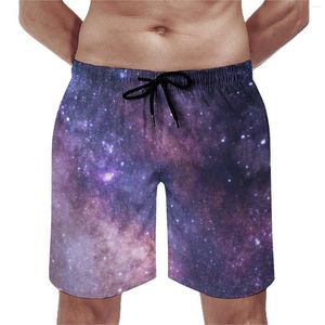 Shorts masculinos pranchas de verão galáxia estampa estampa esportiva nebulosa planetas estrelas praia engraçada Fast seca tronco de natação PLUS