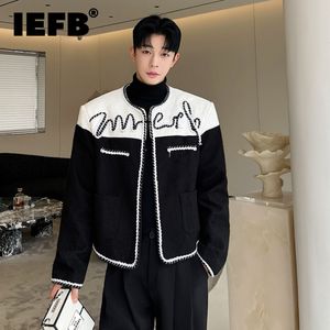 Mens Jackets IEFB Men Short Coat Korean Style Premium Contrast Color Knit Clothing Temperament Male Round Neck Jacket Fashion Cardigan 9C1490 230818