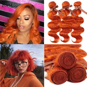 Blonde orange Brasilianische Körperwelle Haarwebe Bündel Orange Körperwelle menschliches Haar Erweiterung 8-28inch 100% Remy Hair Free Versand