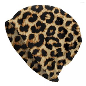 Boinas de leopardo reais Skullies Beanies Caps Unisex Winter Knit Hat Street Adulto Sexy African Animal Purs Bonnet Chapé