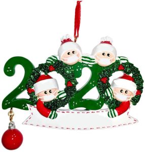 Christmas Ornament Decorations Wooden snowman Christmas tree hanging pendant Xmas Tree Santa Claus Pendent with Mask Family of 2-5 LL