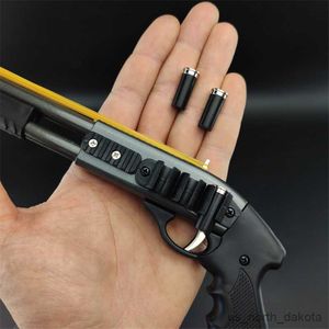 Itens de novidade Mini eliminatória de borracha tiro de tiro de couro de banda de couro liga de gun Model Pistol Pistol Toy Gift Shot Bullet Gun R230818