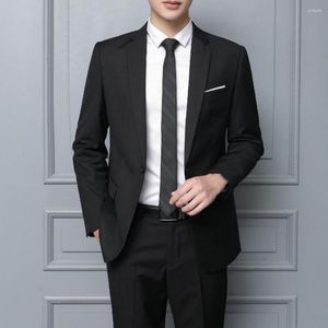 Men's Suits Breathable 2Pcs/Set Attractive Anti-pilling Men Suit Single Button For Banquet