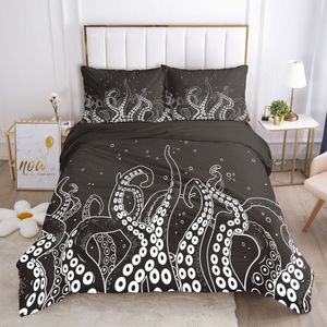 Bedding sets Fanaijia Luxury black Sets twin Size 3d Octopus Print Duvet Cover and Pillowcase Animal Bed Set Bedlinen Wholesale 230817