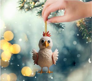 Dekoratif Figürinler Hayvan Tavuk Horoz Serisi Ağaç Kolye Akrilik Süsleme 2023 Noel Maskotu Çin'de Yapıldı
