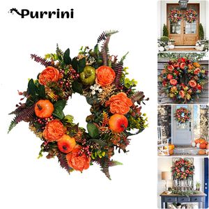 Other Event Party Supplies Pumpkin Maple Leaf Rattan Christmas Wreath Autumn Halloween Thanksgiving Door Hanging Festive Party Decoration Garlands 230817