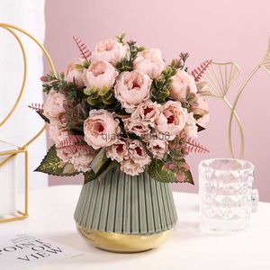 Dekorativa blommor kransar konstgjorda pioner Silk Peony Plants For Home Hotel Wedding Christmas Tables Vase Decor HKD230818