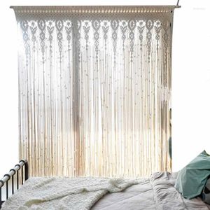 Gardin boho gardiner för sovrum bohemiskt bomullslinne garn ihåliga vita tofsar balkong vävt tapestry handgjorda dekor