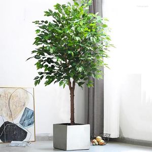 Decorative Flowers 59in/70in Tall Artificial Banyan Tree Plastic Ficus Leaves Large Fake Plants Green Palm For Home Garden Wedding Shop