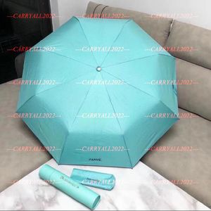 2023 Classic Luxury Blue Paraply Folding For Women Summer 2 Mönster Blue Fold Fashion Paraply Rain Paraply VIP Gift With Round Present Box TC5126815