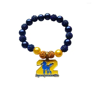 Strands handgjorda grekiska alfabet SGR Metal Beads Charm Blue Armband