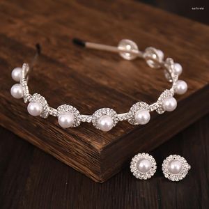 Necklace Earrings Set Bride's Pearl Headband Simple Beautiful Comfortable Matched With Wedding Dresses For Women's Birthday Party