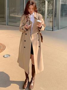 Kvinnors trenchrockar 2023 Autumn Woman Long Coat Fashion Korean Streetwear Loose Cloak Casual Elegant Khaki Black Female Windbreaker