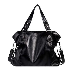 Totes Big Black Shoulder Bags for Women Large Hobo Shopper Bag Solid Color Quality Soft Leather Crossbody Handbag Lady Travel Tote Bag HKD230818