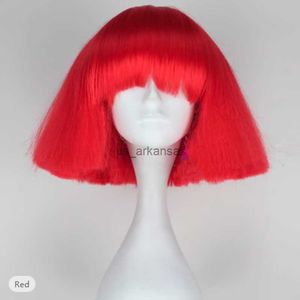 合成ウィッグヘアジョイレディーガガコスプレウィッグストレートボブショートダークブラウンシルバーグレーダークブロンドピンクグリーンブロンドブラックシンセティックヘアウィッグHKD230818