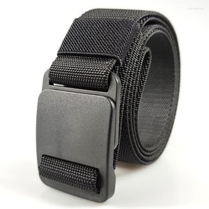 Bälten Elastisk midjeband Pom Plastic Plat Plate Buckle Work Clothes Jeans Midje Tätning Säkerhetsinspektion utan metallhålbälte A3506