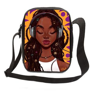 Черная девочка мультфильм на плече сумки творческая мода макияж маленькая сумка для тела