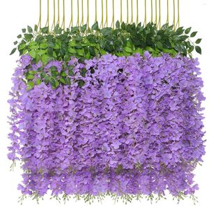 Dekorativa blommor 12st Artificial Fake Wisteria Vine Ratta Hanging Garland Silk Flower String-liknande Family Party Wedding Garden Outdoor