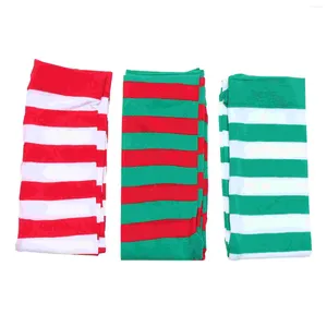 Women Socks 3pcs Christmas Striped Tights Full Length Slim Leggings Thigh High Stocking Pantyhose Santa Tight Pants For Xmas Masquerade