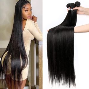 30 -calowe Brazylijskie Kości Proste włosy 100% ludzkie splot włosów Bundle Proste Virgin Hair Extension 1/3/4 szt.