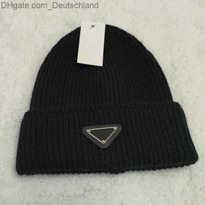 Beanie/Skull Caps Top Luxury Womens Mens Mens Designer Beanie Hat Inverted Triangle Letter編みアンチフリーズ暖かいウール帽子18色茶色の緑のビーニーZ230819