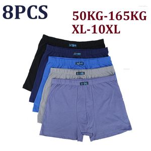 Underpants di grandi dimensioni in cotone 8pcs pugile maschile pacchetto mutande bianche corta sciolte per uomo maschio 8xl 9xl 10xl