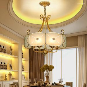 Pendant Lamps Three Luo European Style Restaurant Bar Lights Desk Lamp Copper Simple Bedroom Study LU623 ZL71