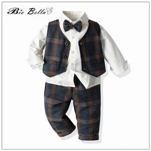 Conjuntos de roupas Baby 2023 Autumn Suit Fashion Kids Wedding Flower Flor formal de manga cheia Tshitrants Roupfits 230818