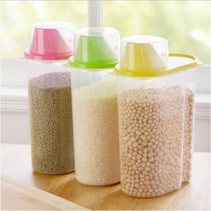 Bottles Jars 1Pc 1925L Plastic Kitchen Rice Cereal Bean Dry Food Storage Dispenser Container Lid Sealed Box Jar Practical 230817