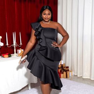 Plus Size Kleider Frauen elegante modische schulter schulter neck kleie sexy rüschen party Abend Große Frau