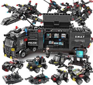 Police Build Block Mini Figure Car Toy For Kid Police Transformer Toys Brick Building Blocks Mechanical Super War Block Police Drone Police Toy Block Christmas Gifts