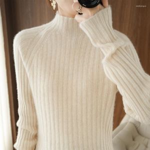 Kadın Sweaters Sweater Sonbahar ve Kış Yarım-yüksek boyunlu Kore iooz Iong-Sleeved Pullover All-Match Saf Yün Alt Gömlek Üst