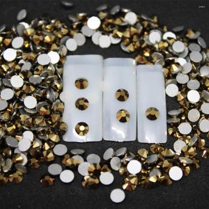 Nail Art Decorations 1440 Pcs/Pack SS3-SS8 Mine Gold Rhinestones For 3d Charm Glass Flatback Non Fix DIY Nails