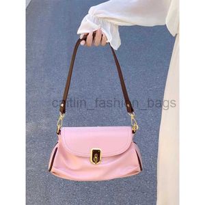 Designer Bag 2023 High Beauty Rose Pink Gentle Underarm for Female Minority Design Soft Leather Contrast Pleated Single Crossbody designer bag caitlin_fashion_bags