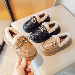 Sneakers prinsessa barn päls skor barn sammet loafers baby flickor vinter varma lägenheter småbarn pojkar student mjuk läder mockasins j230818