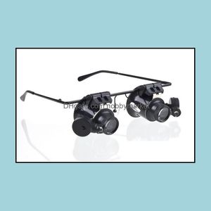 Loupes Magnifiers Jeweler Watch Led Light Glasses 20X Magnifier Magnifying Eye Loupe Lens Drop Delivery Jewelry Tools Equipment Otjyk