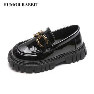 Кроссовки Princess Shoes 2022 Spring Black Loafers Babs Beaby School Shoes Metal Kids Fashion Casual Pu глянцевые дети милые Мэри Джейнс Новый J230818