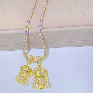 Мода Custom 10k настоящий твердый золото 3 мм 22 дюйма Moissanite Теннисное ожерелье Золото -ювелирное украшение теннисная цепь
