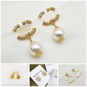 Earrings Womens Gold Earrings 925 Silver Designer Letter Earrings Black Luxury Pearl Summer Gift Earrings Girl Love Charm Diamond Earrings Stud