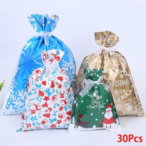 Wrap regalo 30pcs 2023 Babbo Natale biscotti Candy Storage Bockaging Borse con la festa di Natale con core di Natale Presents Christmas