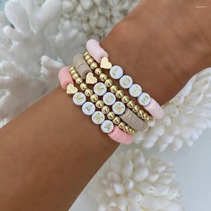 Strand Yastyt 4pcs/5pcs Hämatit Herzarmbänder mit Goldperlen Armband für Frauen Los Liebe Mama Brief Valentinstag Schmuck